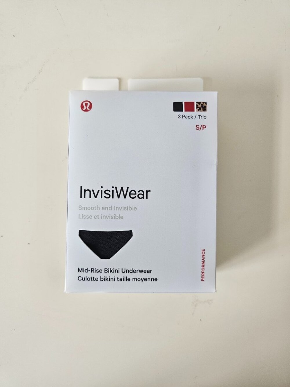 NWT LULULEMON Black Red Leopard Smooth & Invisible InvisiWear MR Bikini 3 Pack S